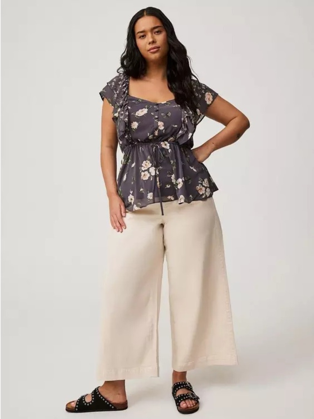 NWT Torrid Weekend Wide Leg Ankle Crop Pants in Fossilized 1X Baggy